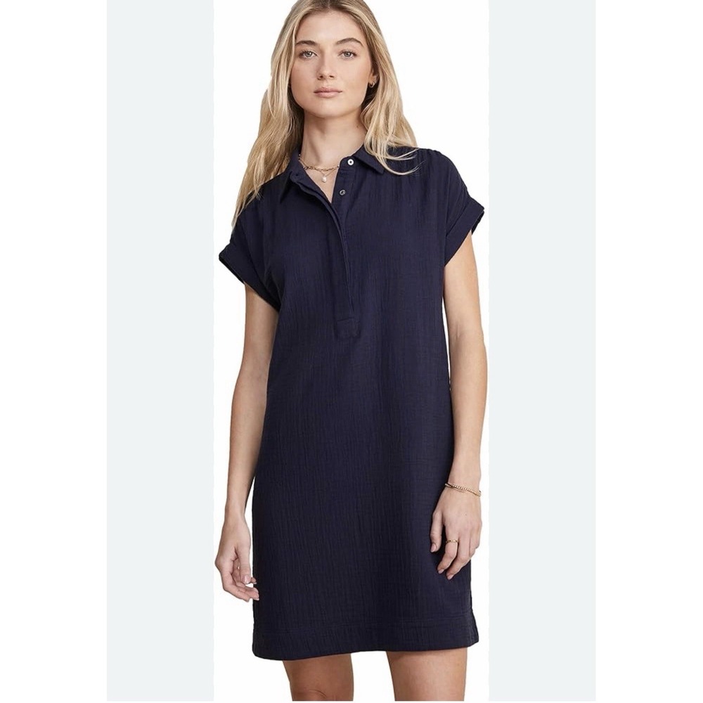 Vineyard Vines XXS Margo Black Double Gauze SS Shirt Dress Cotton Airy Coastal